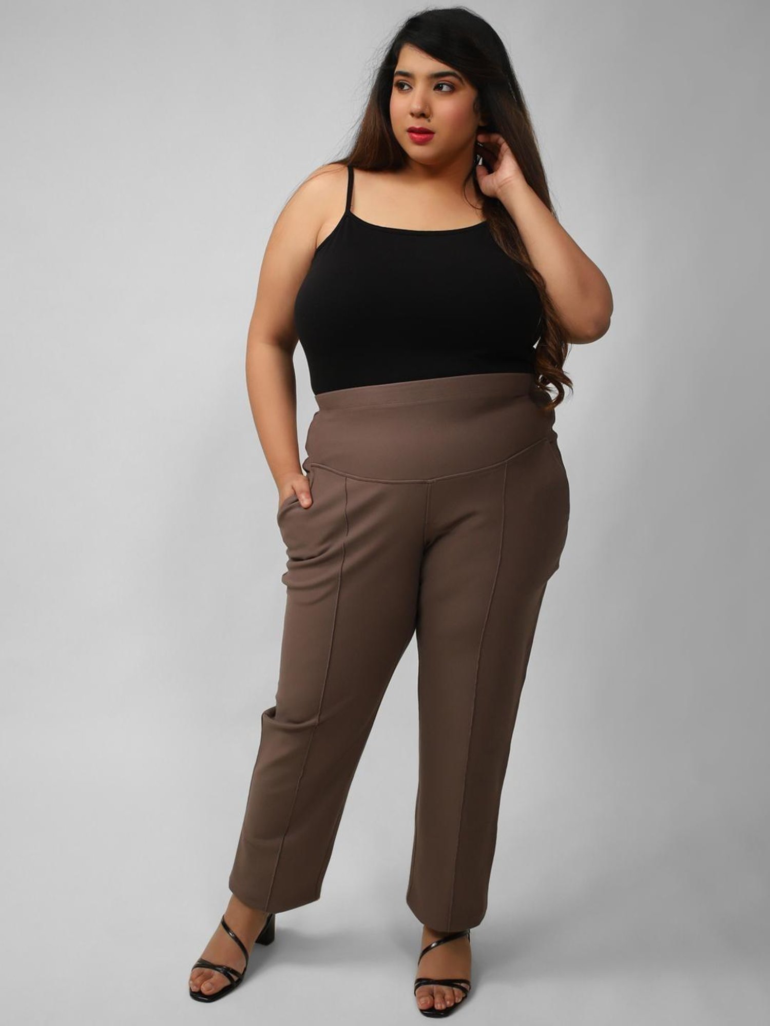 Amydus Brown Tapered Fit Jeggings