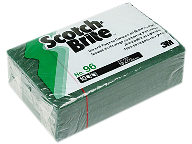 SCOTCH-BRITE 96CC 6" x 9" Green Scouring Pad,Green 10pk.