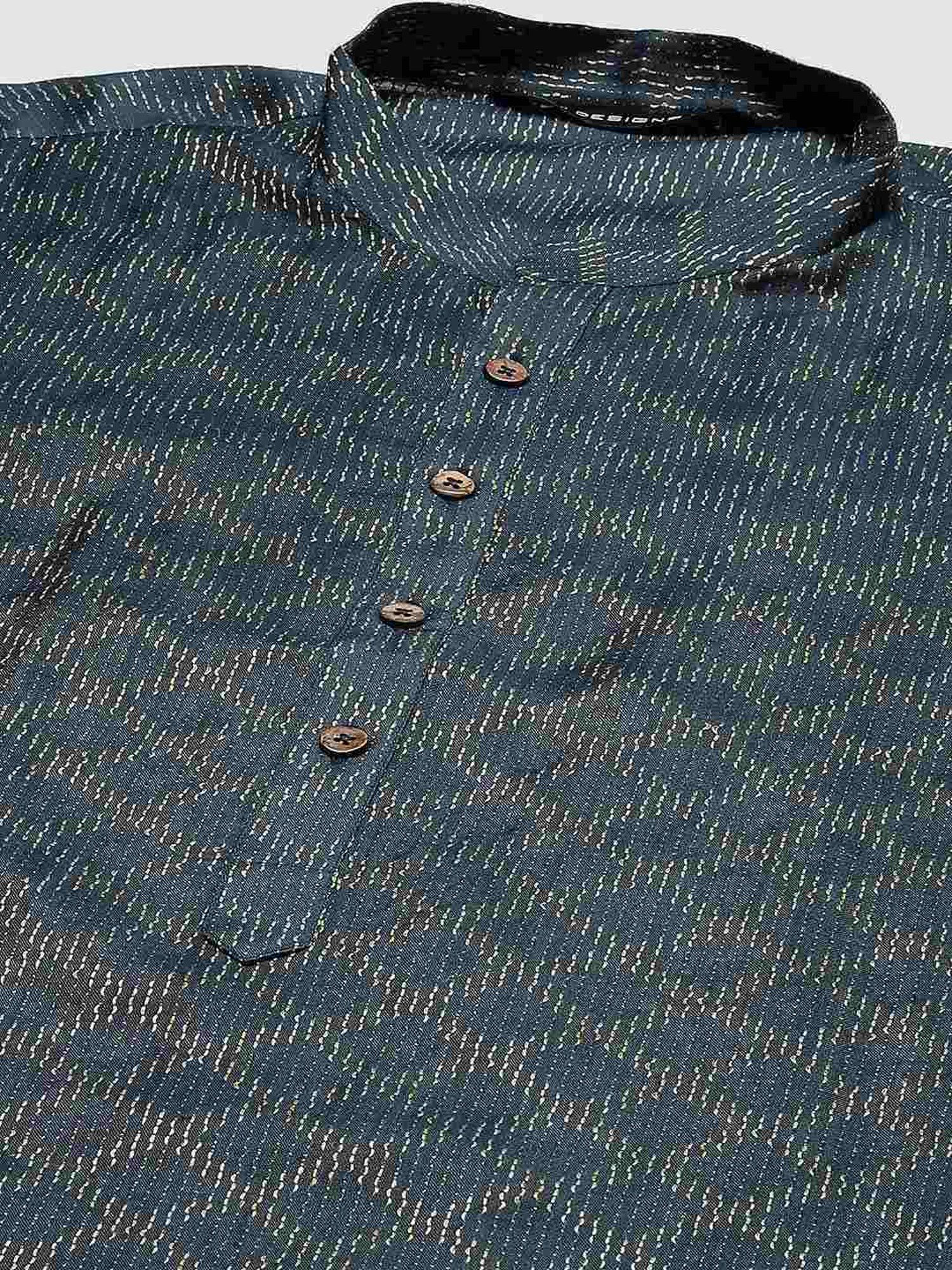 See Designs Green & White Cotton Regular Fit Self Pattern Kurta Bottom Set