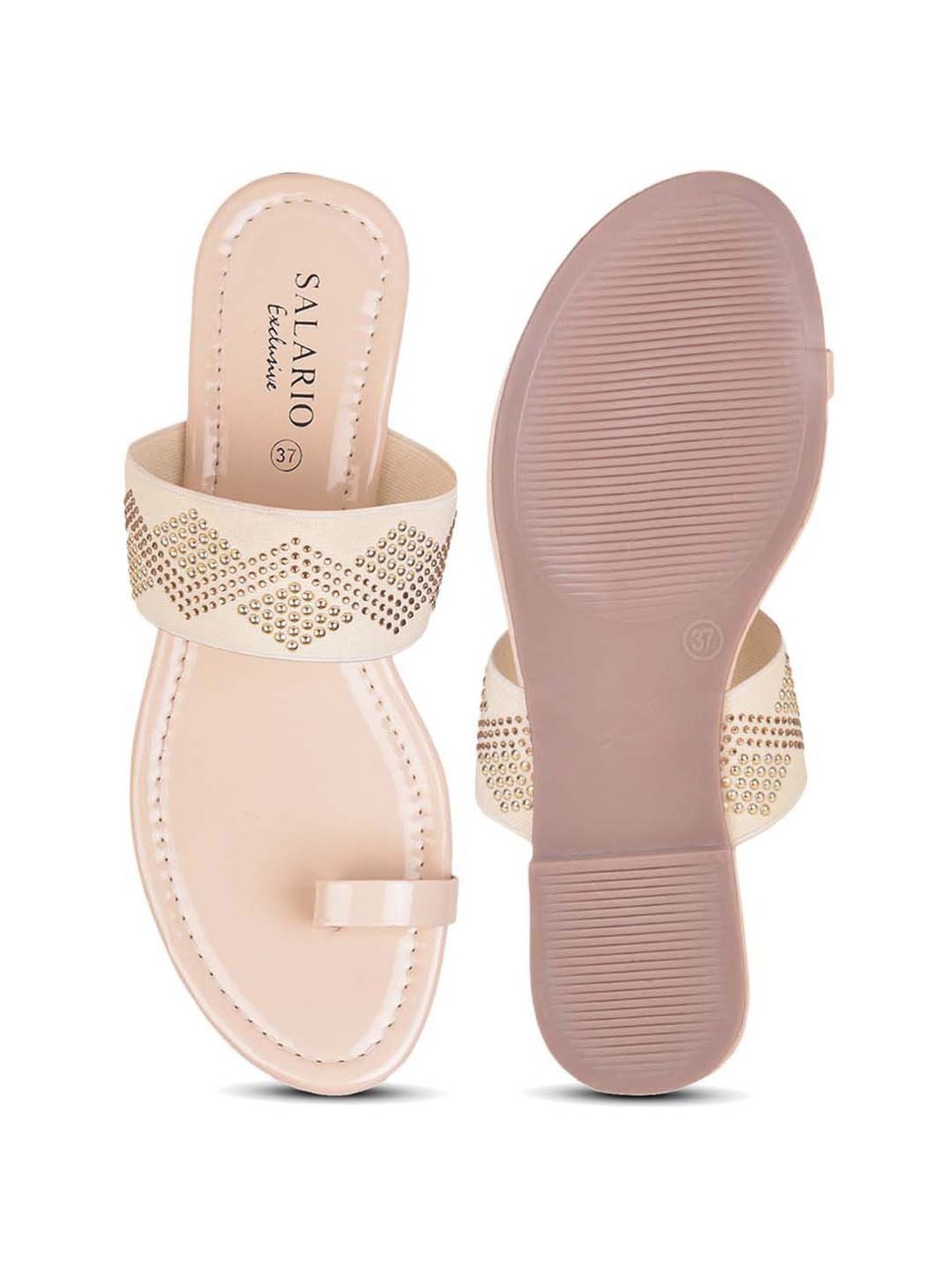 Salario Women's Cream Toe Ring Sandals