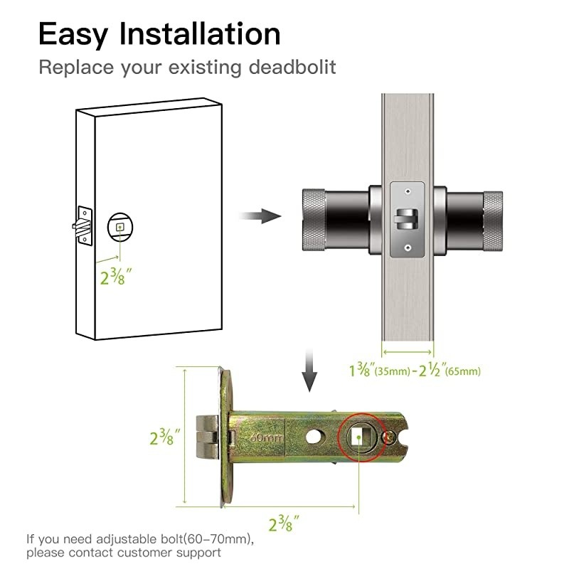 Smart Door Lock - Keyless Fingerprint and Touchscreen Digital Door Lock, Secure Bluetooth, Easy Install, Great for Airbnb, Hotels and Offices, Homes, Apartments, Silver(Upgraded 3.0)