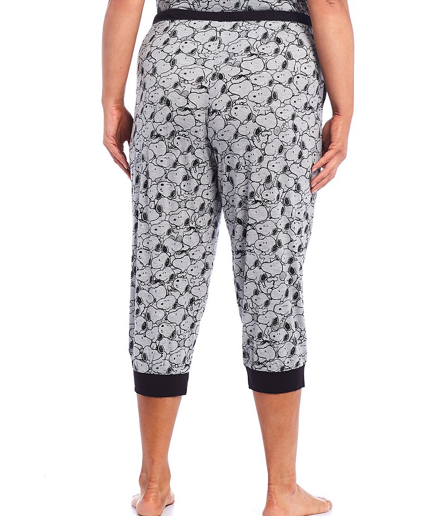 Peanuts Plus Snoopy Print Cropped Jogger Knit Coordinating Sleep Pants