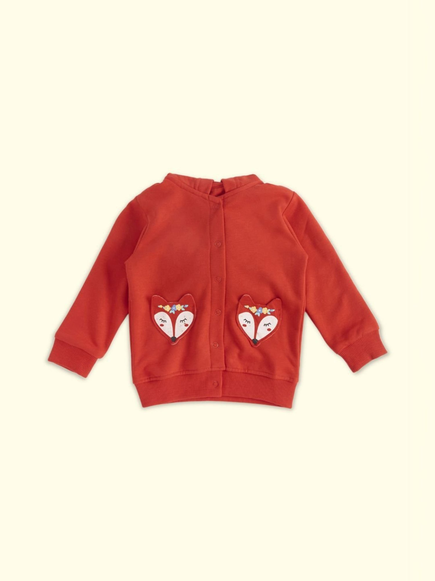 Pantaloons Baby Red Cotton Applique Full Sleeves Sweatshirt