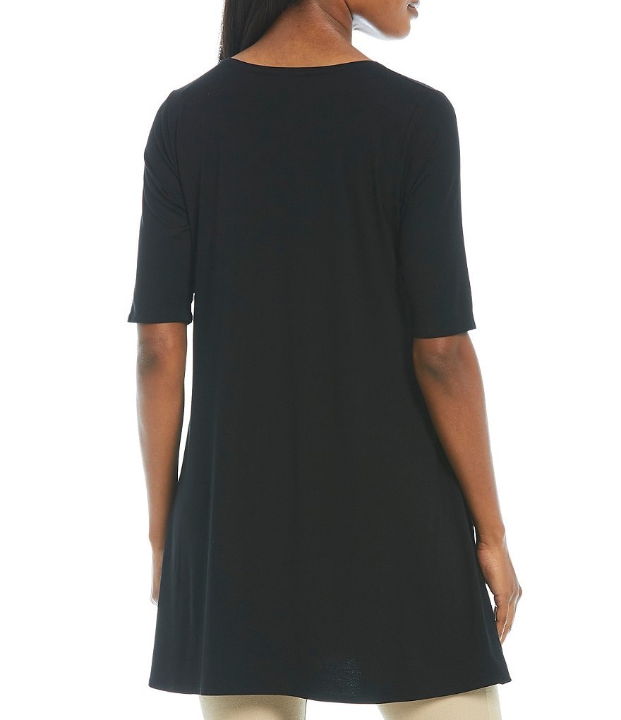 Eileen Fisher Jersey Elbow Sleeve Scoop Neck Tunic