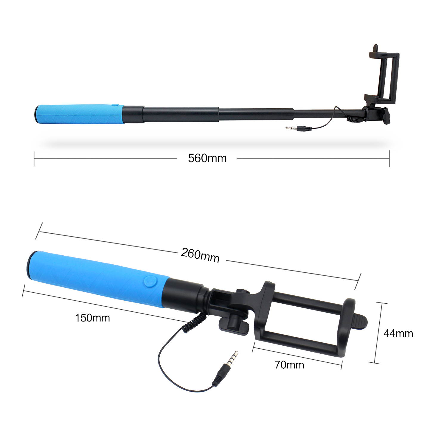 Luxury Extendable Folding Wired Selfie Stick Monopod For Samsung Galaxy S5 Note3 iphone 6 5S(Black)