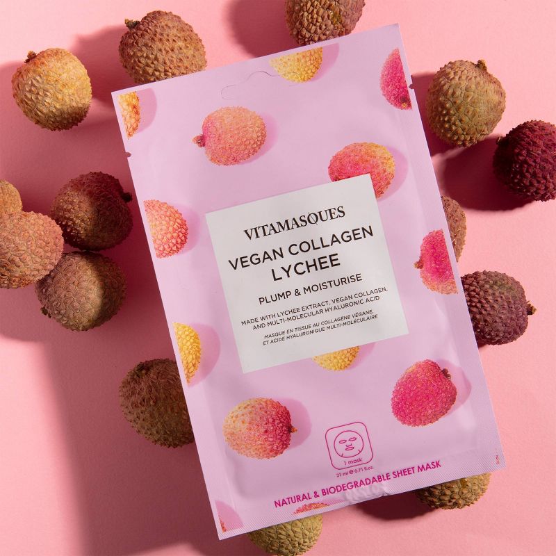 Vitamasques Vegan Collagen Lychee Sheet Mask - 0.71 fl oz
