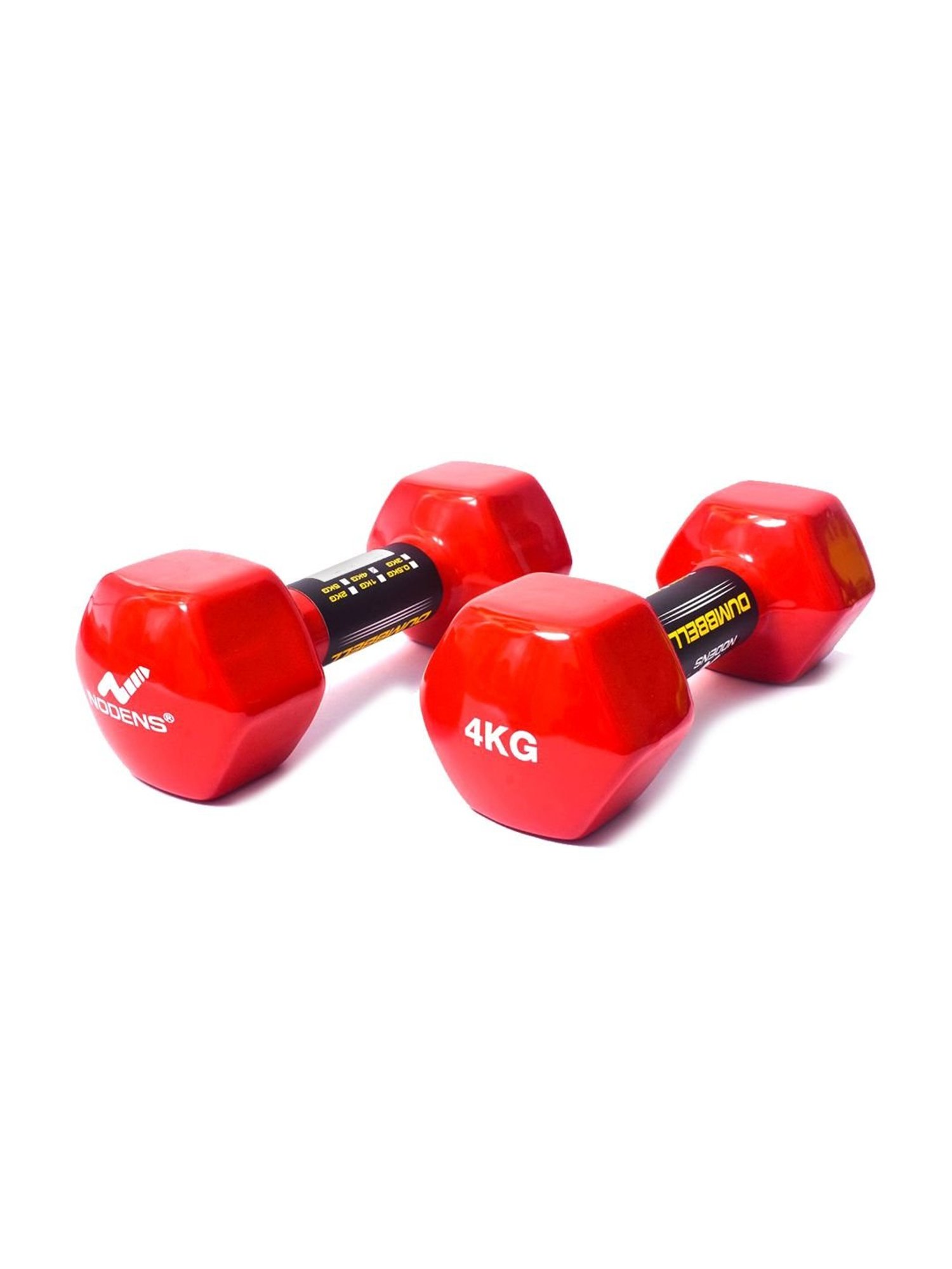 NODENS Red & Black PVC Vinyl Dumbbells (4 kg)