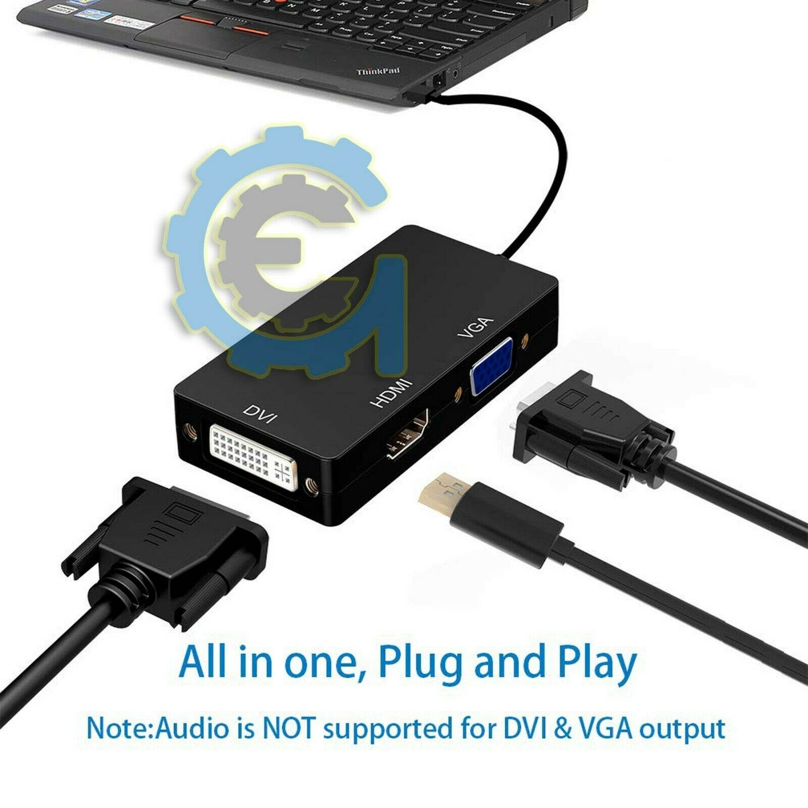 3 In 1 Displayport DP Male To HDMI/DVI/VGA Female Adapter Converter Cable 1080P