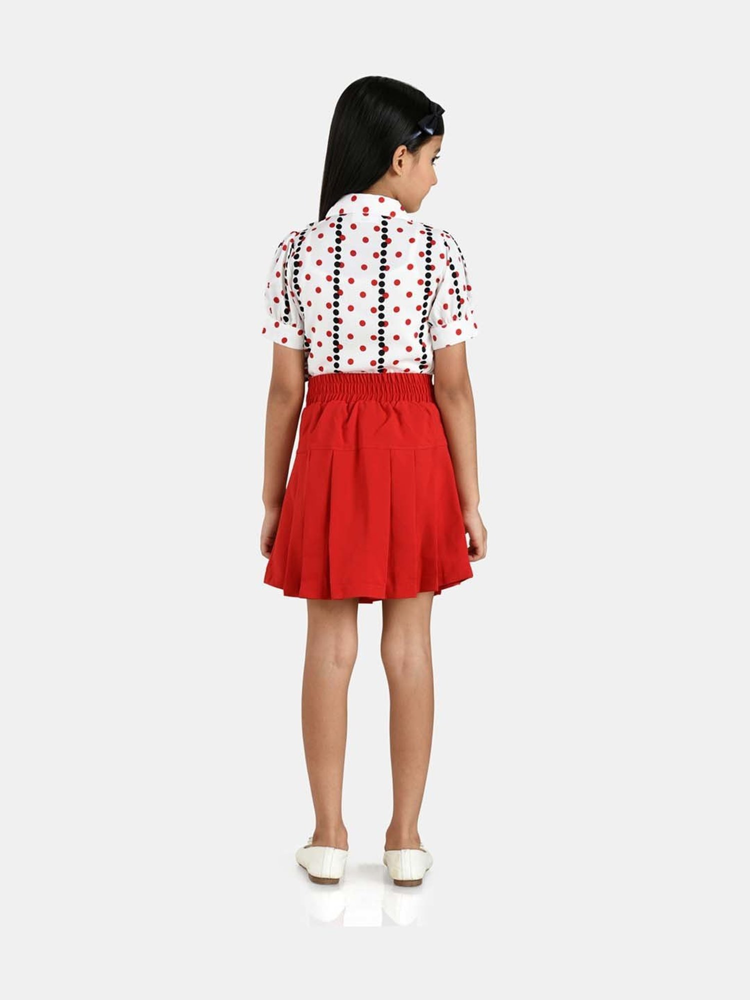 Peppermint Kids Red & White Printed Top Set