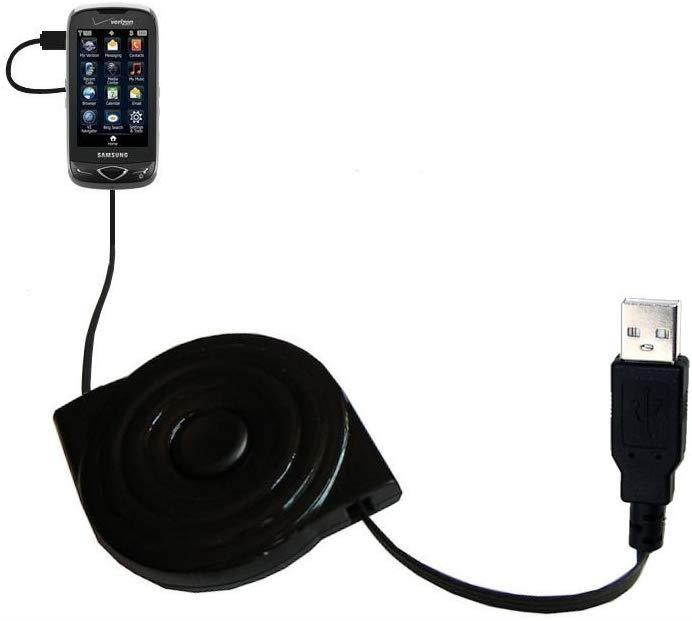 USB Power Port Ready retractable USB charge USB cable wired specifically for the Samsung SCH-U820 and uses TipExchange