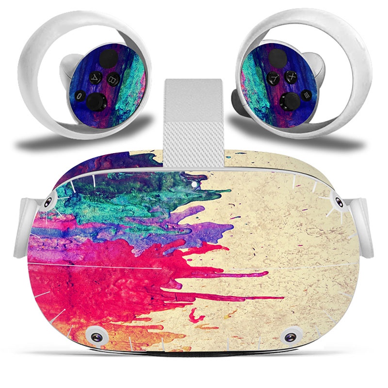Amify Vinyl Skin Sticker for Oculus Quest 2 VR Headset Controller PVC Decals Cute Cartoon Wrap Cover for Oculus Quest 2 Accessories