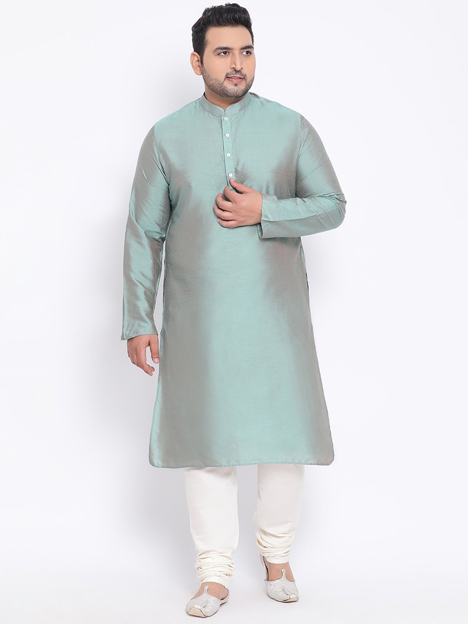 Sanwara Sea Green & White Cotton Regular Fit Chikankari Kurta Bottom Set