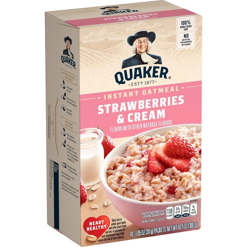 Quaker Strawberries & Cream Instant Oatmeal - 10ct