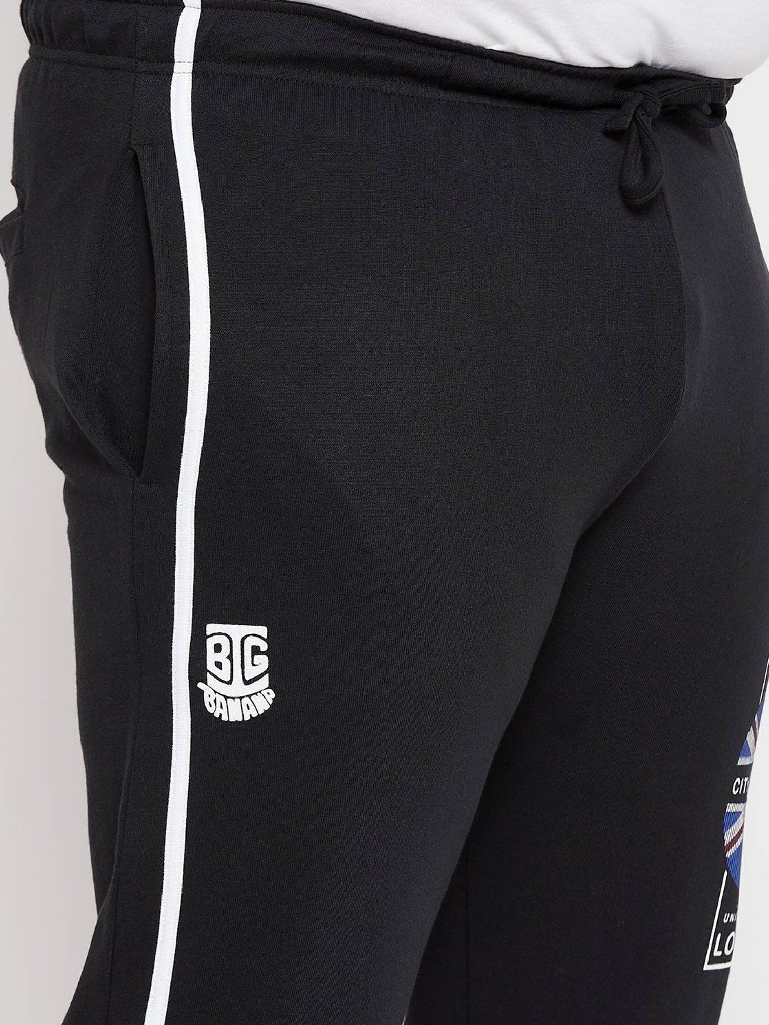 Bigbanana Z Black Cotton Regular Fit Printed Trackpants