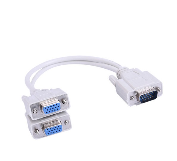 1 TO 2 VGA SVGA Monitor Y Cable 15 PIN-White
