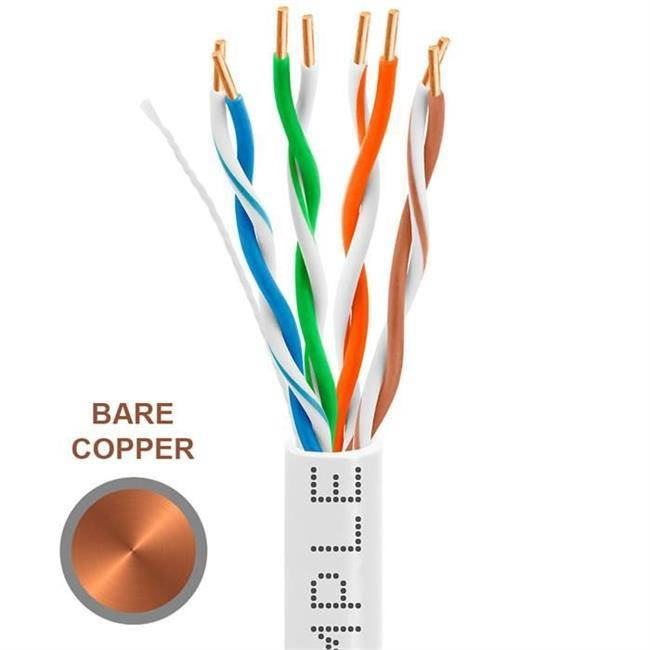 Cmple 1300-N 1000 ft. 350MHz Cat5e Bulk In-Wall Cable 24 AWG Bare Copper - White