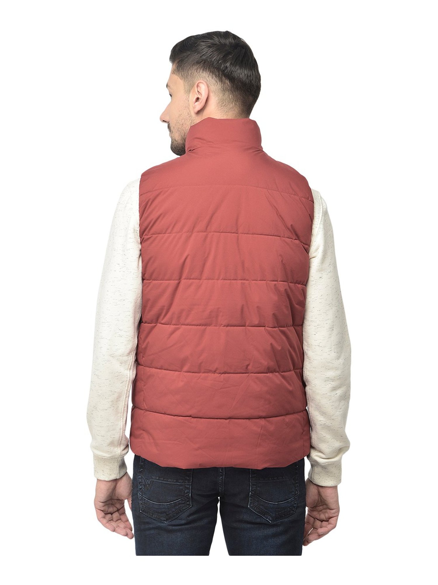 Woods Maroon High Neck Polyester Jacket