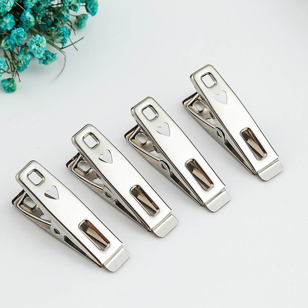 100PCS/Pack Stainless Steel Clothes Pins Windproof Antiskid Metal Clothes Clips Clothes Drying Hanger (5cm)