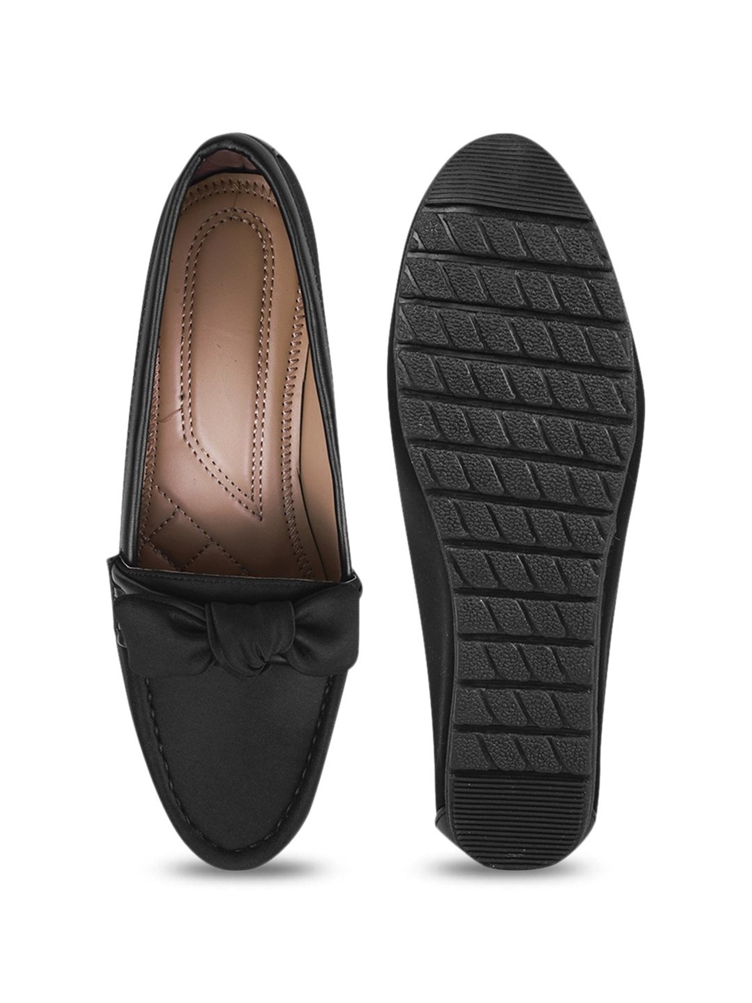 The White Pole Women's Black Casual Loafers