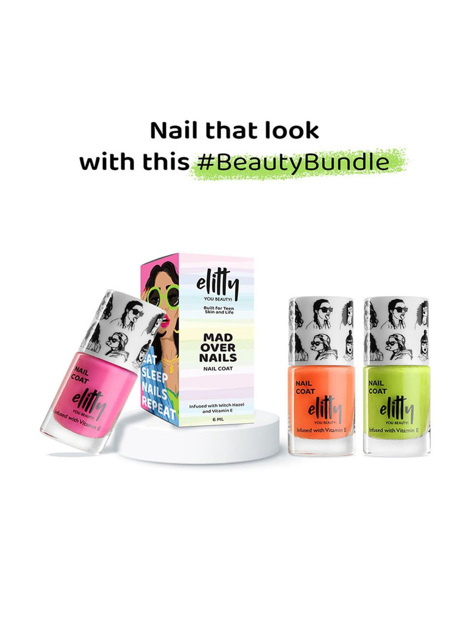 Elitty Mad Over Nails Nail Polish Matte Combo - Secret Crush, Juicy Gossip, Green Flags Only