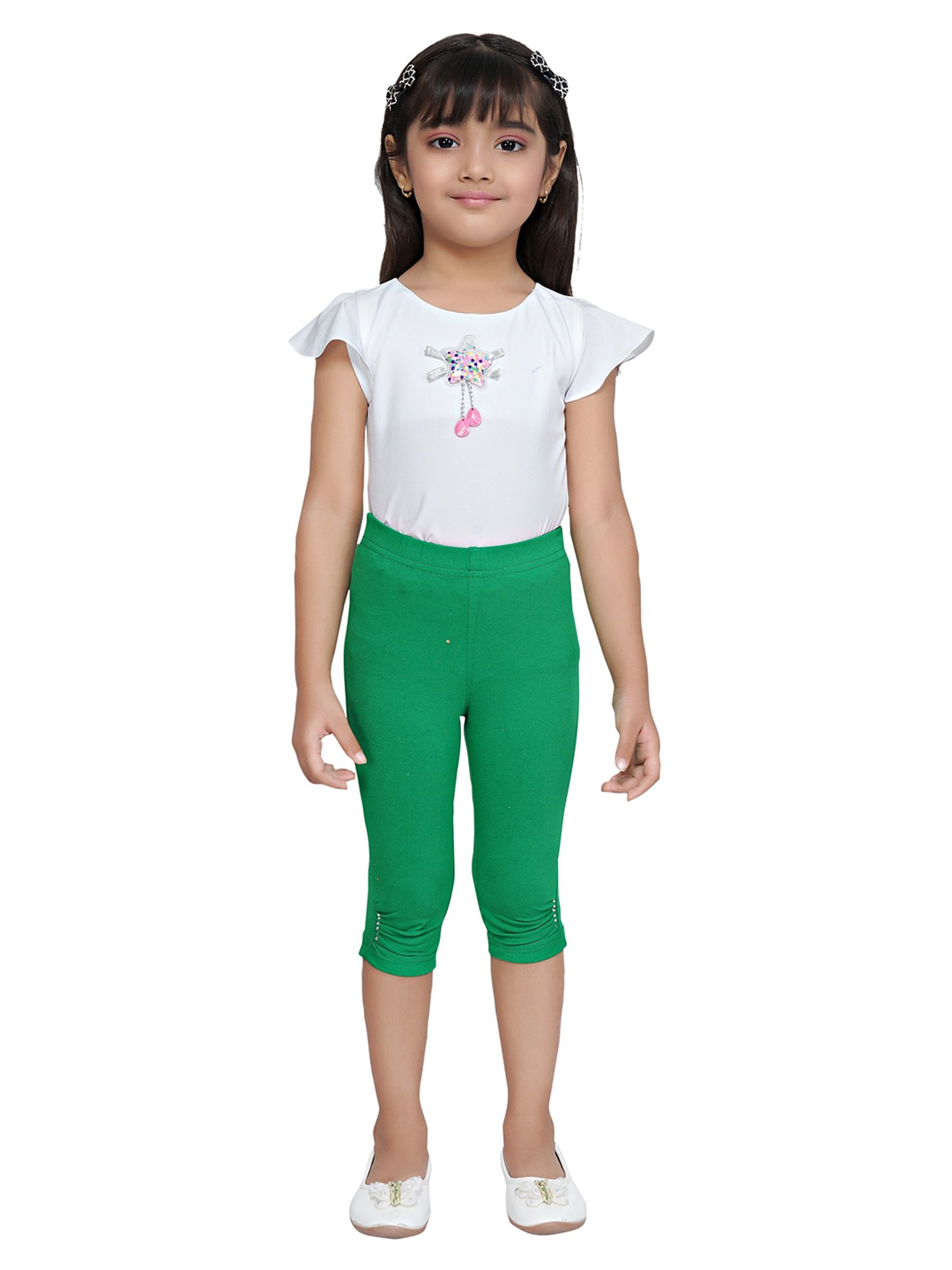 Tiny Girl Green Solid Leggings
