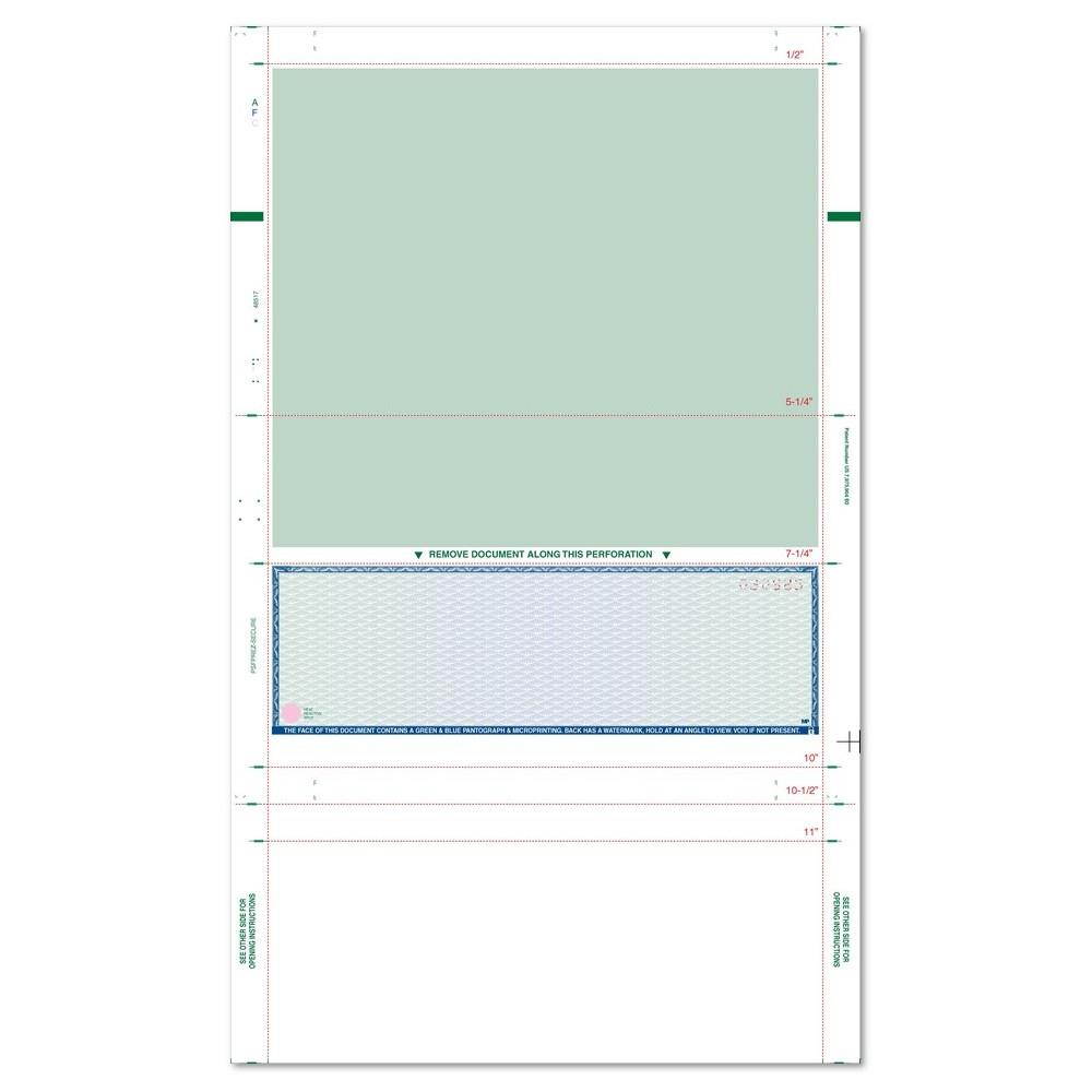 8-1/2" x 14" EZ Fold Check Prismatic Blue & Green - High Security (Box of 2000)