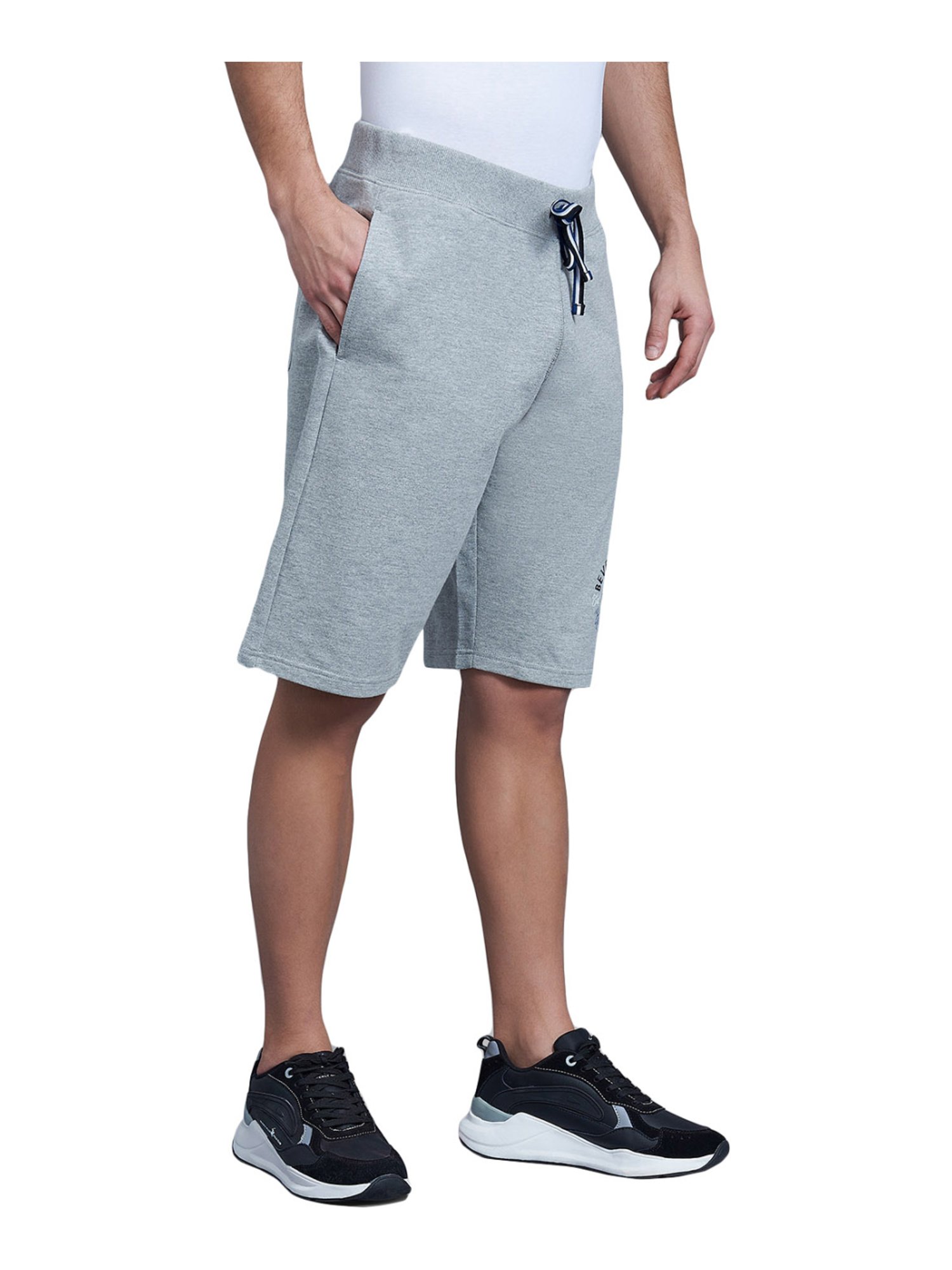 Beverly Hills Polo Club Grey Cotton Regular Fit Logo Printed Shorts