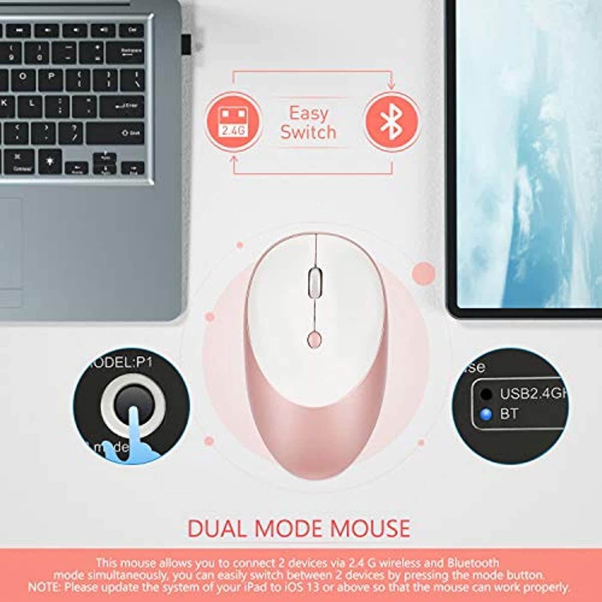 Bluetooth Backlit Keyboard Case with 2.4 G + Bluetooth Mouse for iPad Pro 11" 2021/2018/2020 (1st / 2nd / 3rd Gen), Jelly Comb Keyboard Case with Dual Mode Mice, Rose Gold