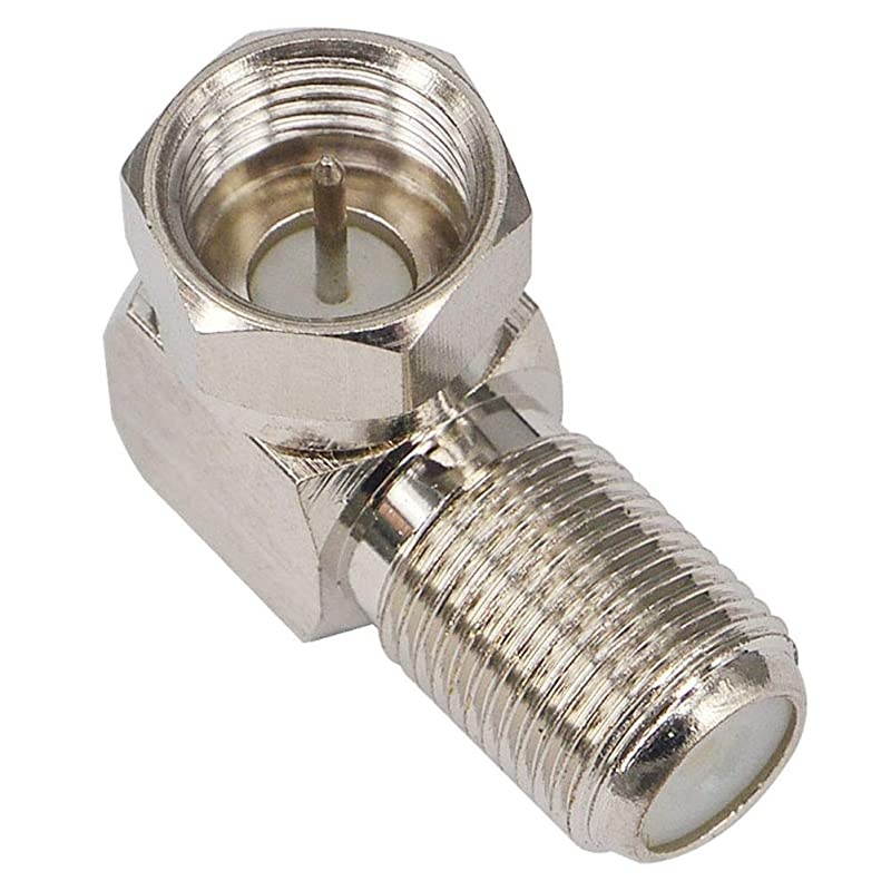 F Type Coaxial Cable 90 Degree Connector Male to Female Quick Connector Adapter for Tight Corners and Flat Panel TV Mounting Right Angle F Type Caoxial RG6 Adapter for Wall Plates 5 Pack