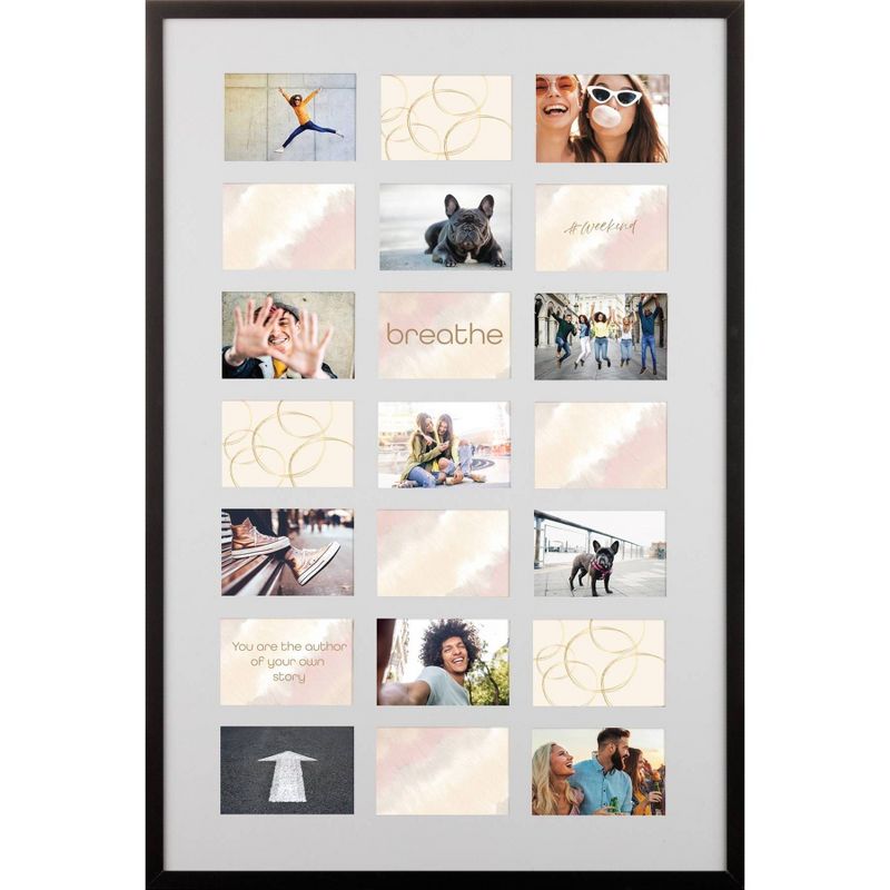 28" x 40" Matted to 4" x 6" Collage Picture Frame Black - Gallery Solutions