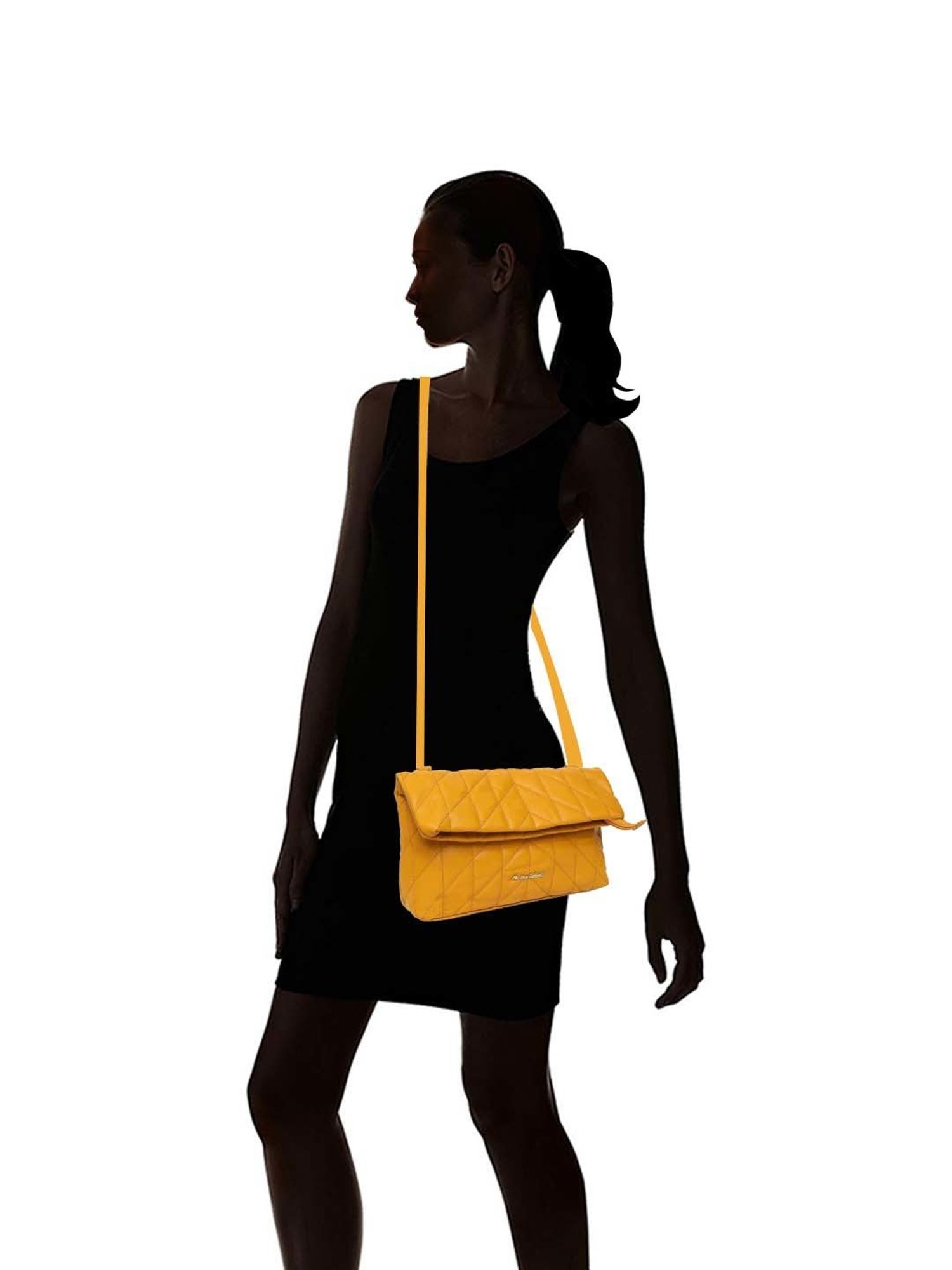 Marina Galanti Yellow Quilted Medium Sling Handbag