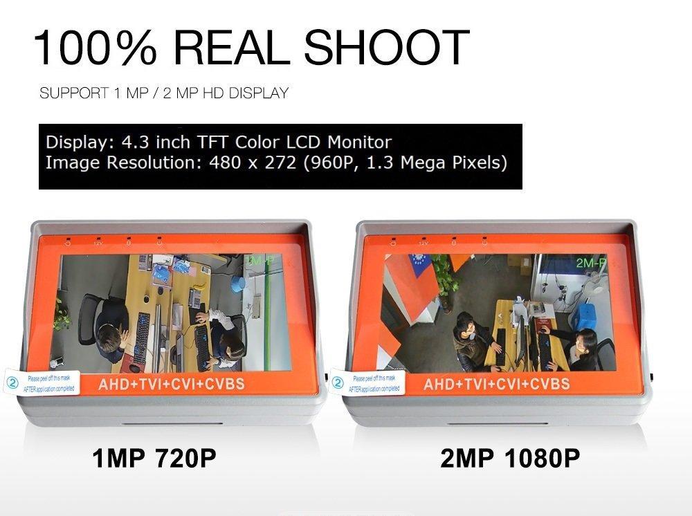 4.3 Inch Wrist CCTV Tester, ZUEXT 4 in 1 1080P Portable Camera Tester AHD TVI CVI CVBS Tester TFT LCD Monitor Analog Video Test Cable Test PTZ Control 12V Power Output