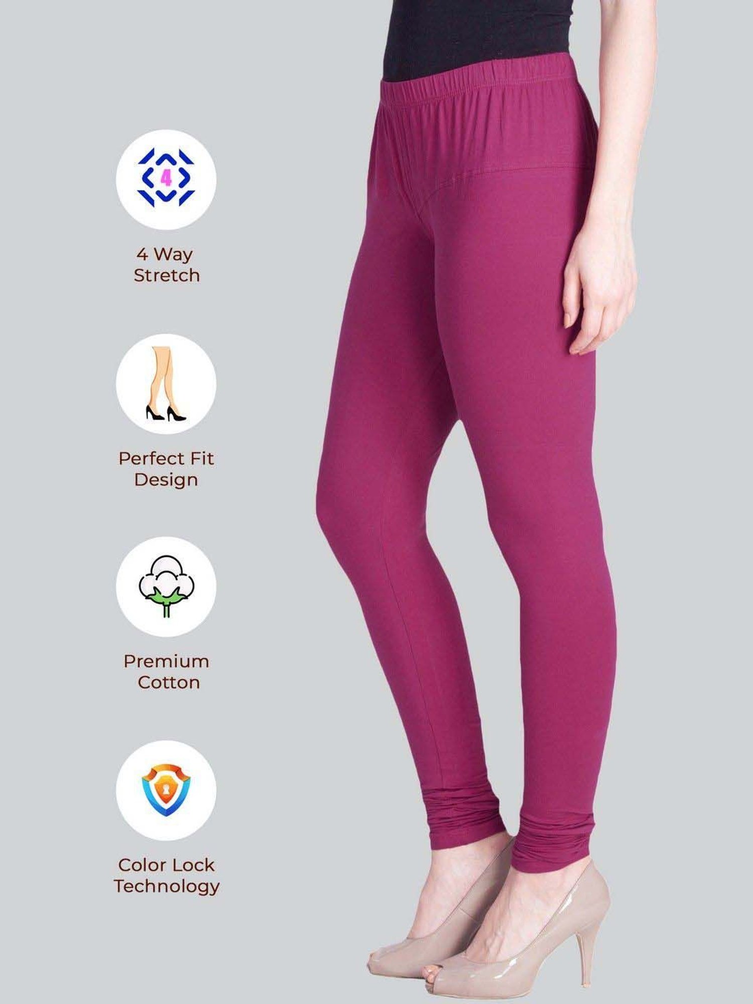 Lyra Purple Cotton Full Length Leggings