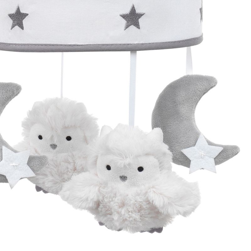 Lambs & Ivy Luna Gray/White Owls and Moons Musical Baby Crib Mobile