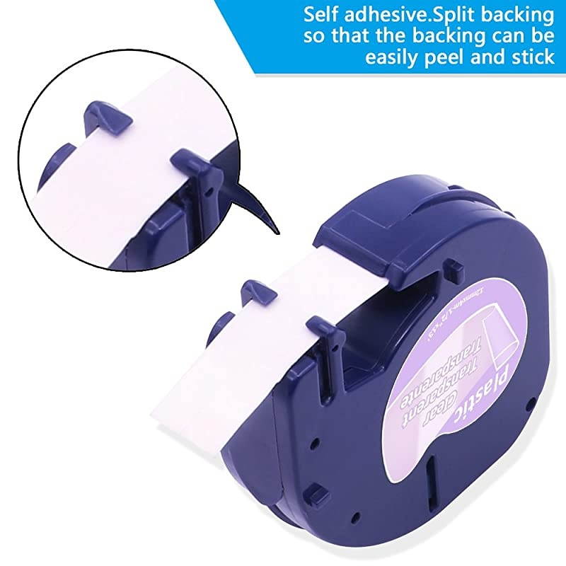 Compatible Label Tape Replacement for Dymo Plastic Tape Clear Letratag Refills 12mm x 4m Tape 16952 for DYMO LetraTag Label Maker LT100H LT100T Plus 4Pack