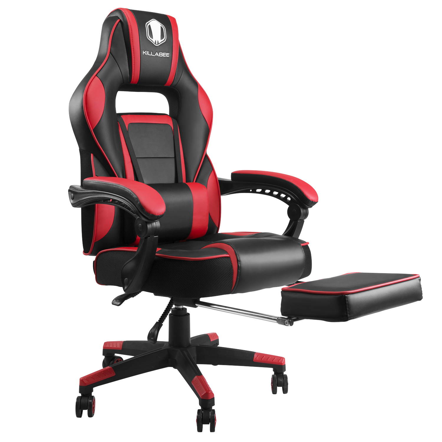 KILLABEE Massage Gaming Chair High Back PU Leather PC Racing Computer Desk Office Swivel Recliner with Retractable Footrest and Adjustable Lumbar Support