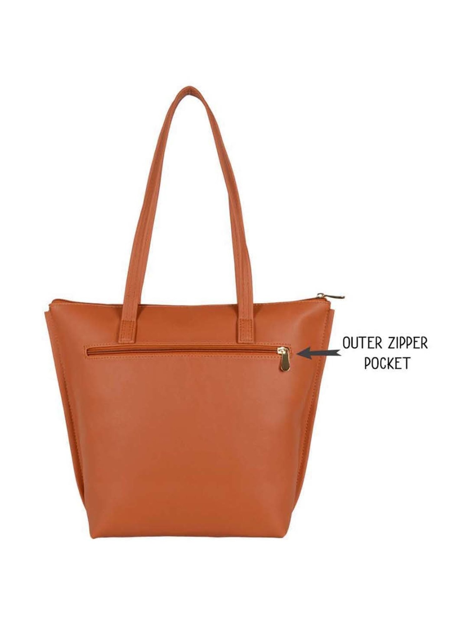 Baggit Orange Solid Medium Tote Handbag
