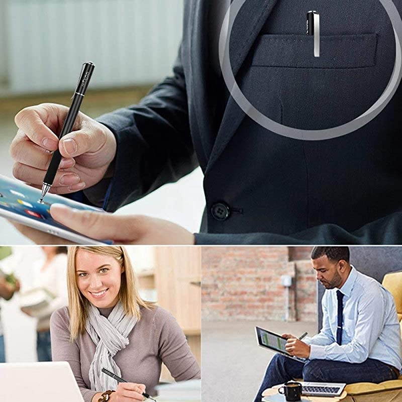 Capacitive Stylus PenDisc and Fiber Tip 2in1 Series High Sensitivity and PrecisionStylus for iPadiPhone and Other Touch Screens Devices Black