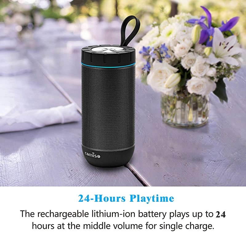 Waterproof Bluetooth Speakers Outdoor Wireless Portable Speaker with 20 Hours Playtime Superior Sound for Camping, Beach, Sports, Pool Party, Shower (Dark Grey)