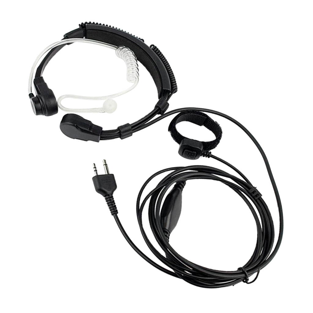 Throat Mic Covert Acoustic Tube Earpiece Headset with Finger PTT 2 Pin