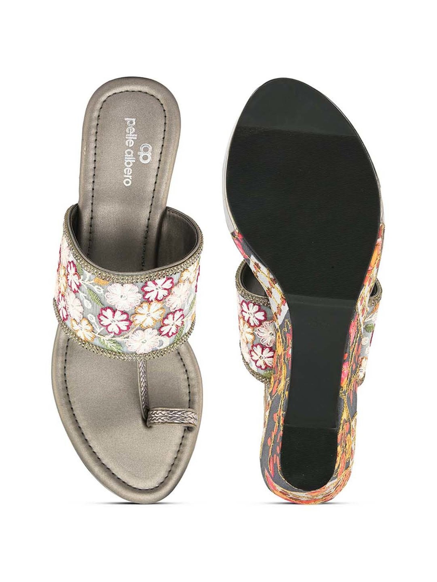 Pelle Albero Women's Grey Toe Ring Sandals