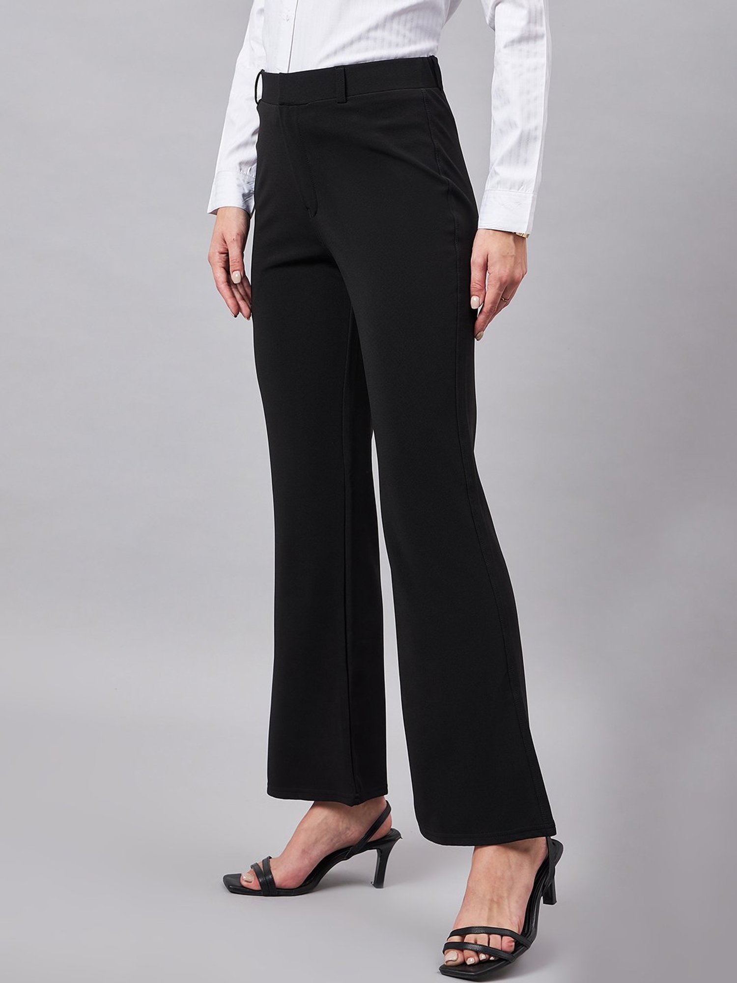 Style Quotient Black Flared Fit Trousers