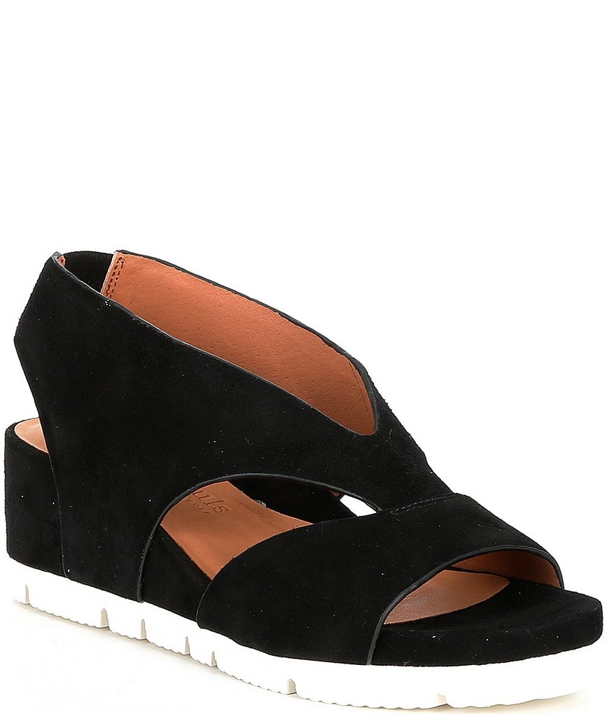 Gentle Souls Gisele Sporty Suede Slingback Platform Wedge Sandals