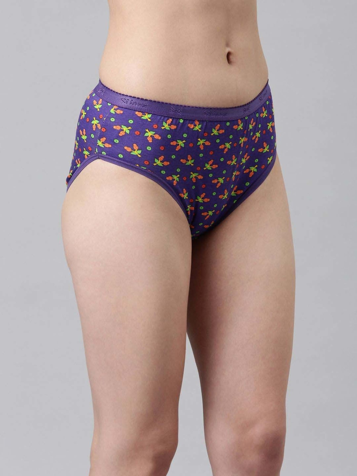 Dixcy Slimz Blue & Pink Printed Hipster Panty - Pack Of 6