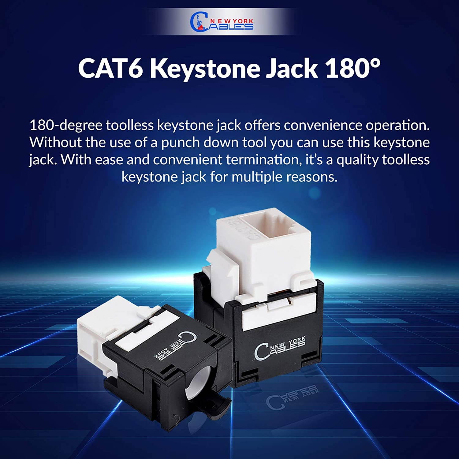 Cat6 rj45 180 Degree Keystone Jack, 10-Pack UL Listed Keystone Jack, rj45 Punch Down Keystone Jack Adapter, Cat6 Keystone Jacks for Modular Patch Panel & Keystone Jack Wall Plate (Pack of 10)