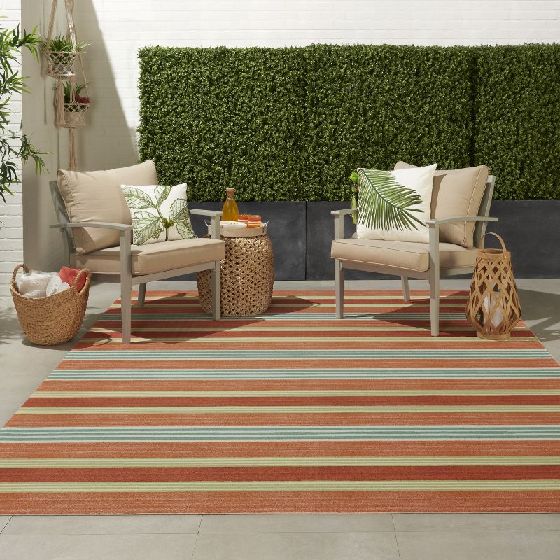 7'9"x10'10" Rectangle Indoor and Outdoor Area Rug Orange - Waverly