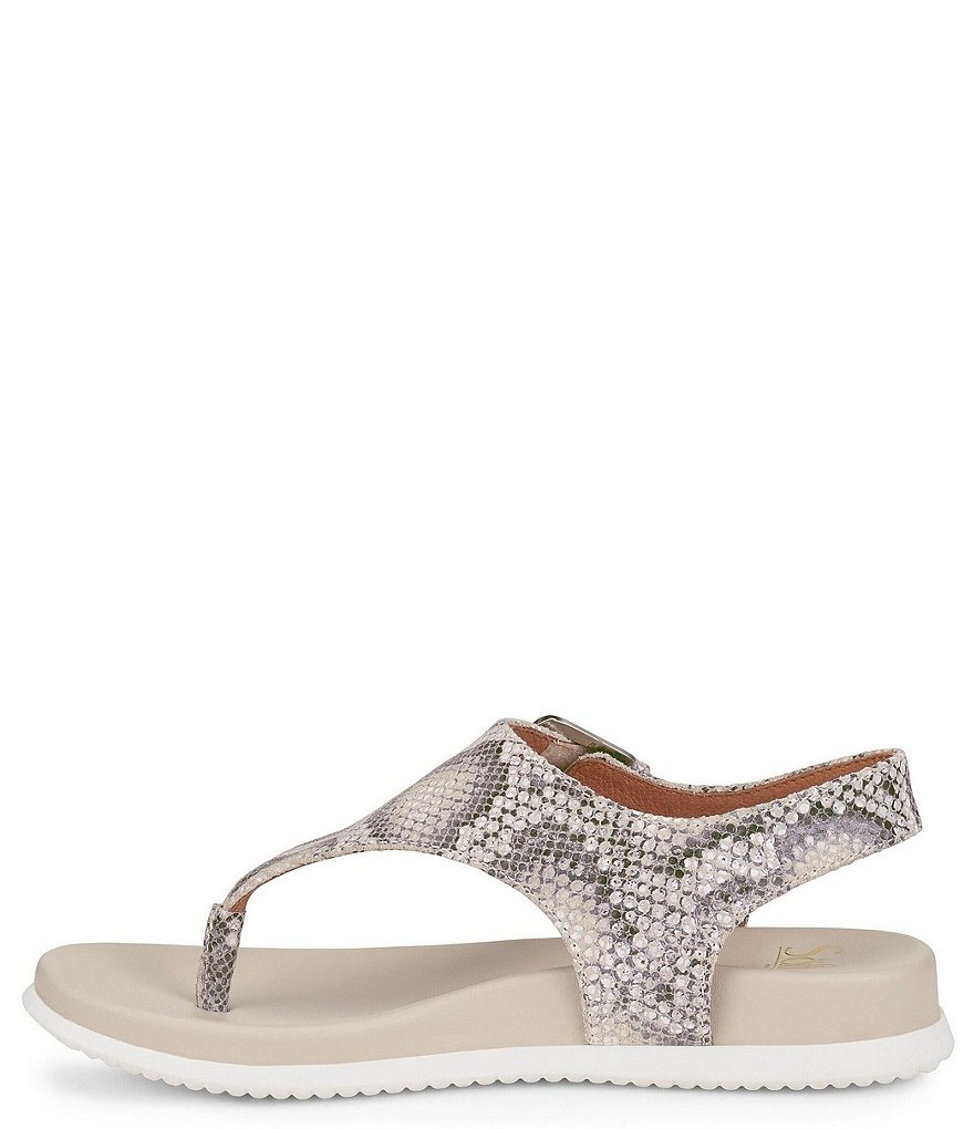 Sofft Farlyn Snake Print Leather T-Strap Sandals