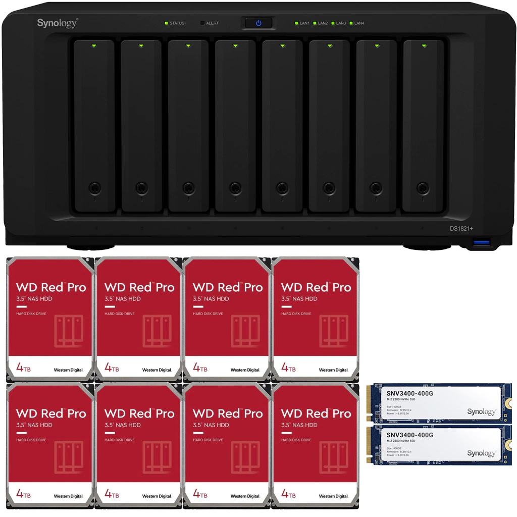 Synology DS1821+ DiskStation with 8GB RAM and 112TB (8 x 14TB) of Western Digital PRO NAS Drives and 800GB (2x400GB) NVME Cache Fully Assembled and Tested By CustomTechSales