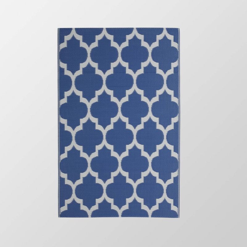 4'x6' Anillo Outdoor Modern Scatter Rug Night Blue/White - Christopher Knight Home