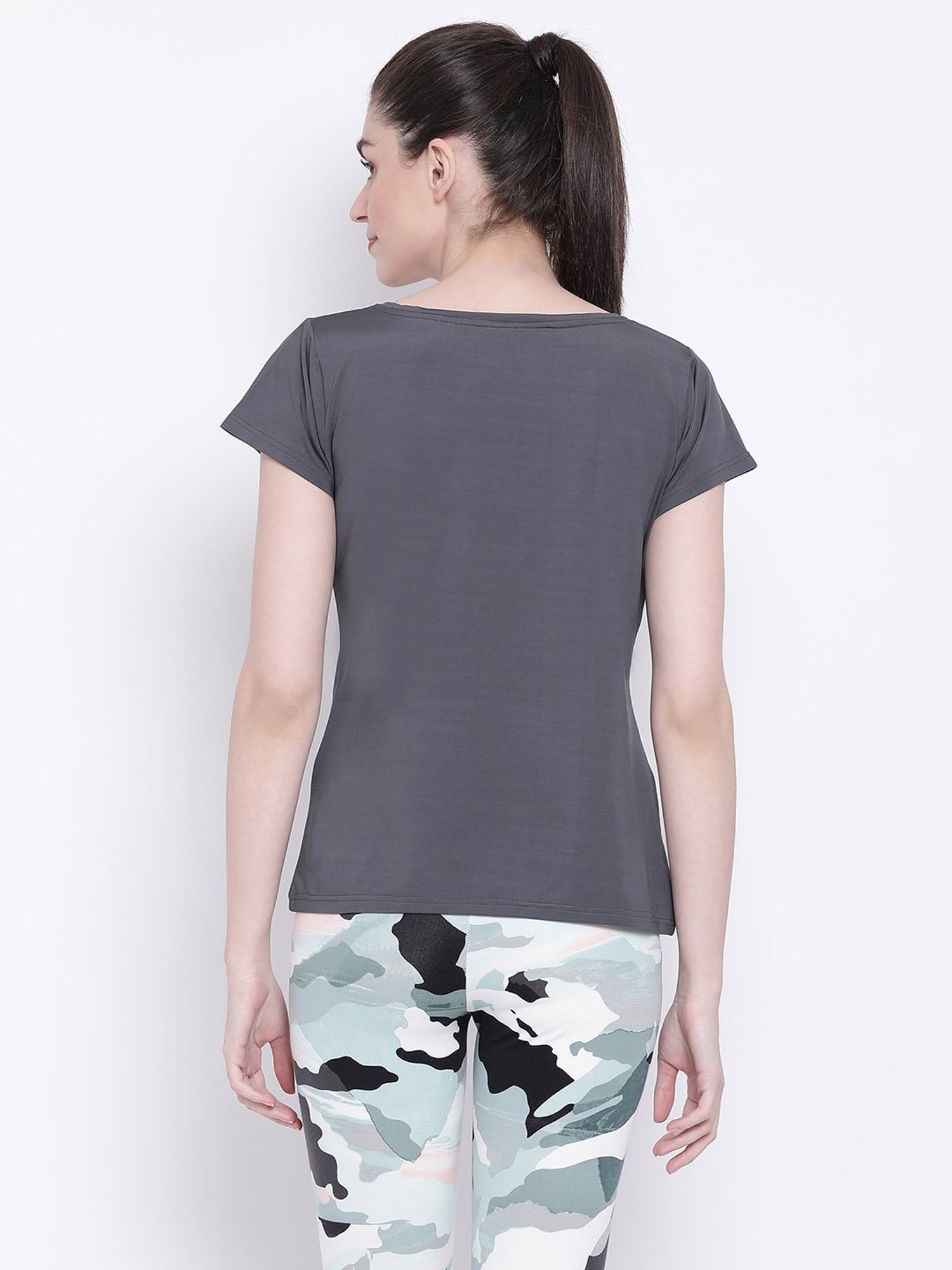 Clovia Grey Slim Fit T-Shirt